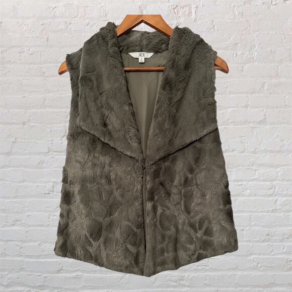 Jack by BB Dakota Women's Gray Faux Fur Textured Fly Away Lined Vest Size Small - Picture 1 of 10